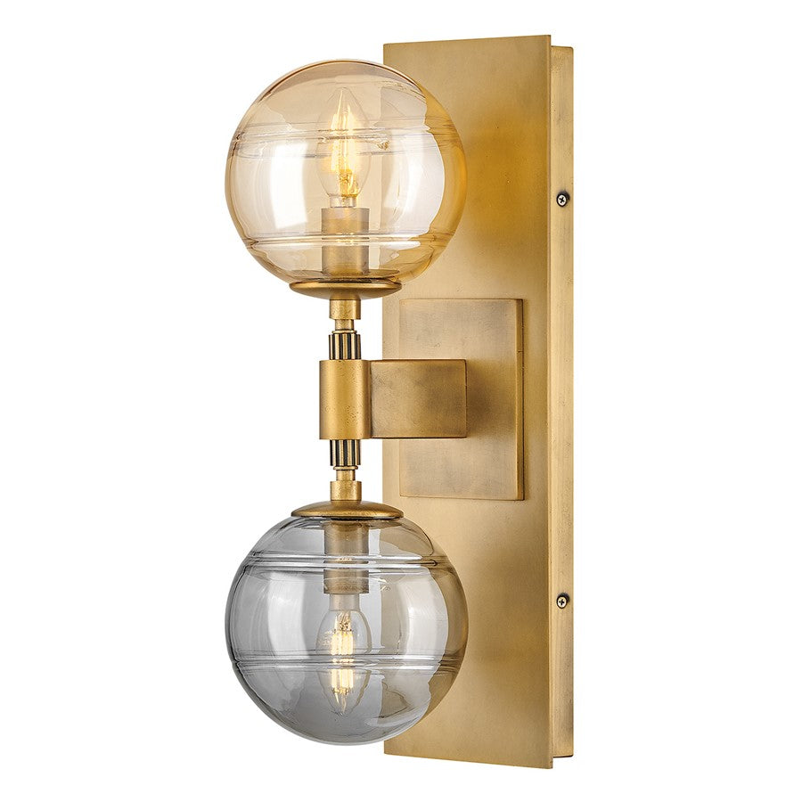 Fredrick Ramond Oberon 2Lt Wall Mount, Brass/Multi-Colored Swirl - FR30502HBR