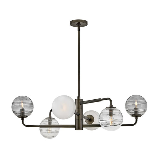 Hinkley Oberon 6Lt Chandelier, Black Oxide/Multi-Colored Swirl - FR30506BX