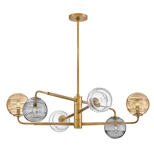 Fredrick Ramond Oberon 6Lt Chandelier, Brass/Multi-Colored Swirl - FR30506HBR