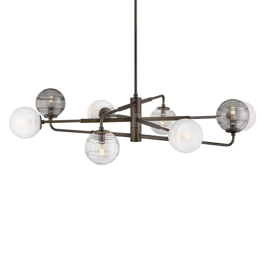 Hinkley Oberon 8Lt Chandelier, Black Oxide/Multi-Colored Swirl