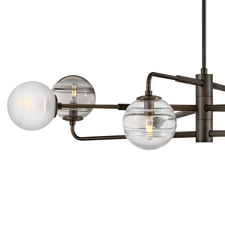 Hinkley Oberon 8Lt Chandelier, Black Oxide/Multi-Colored Swirl