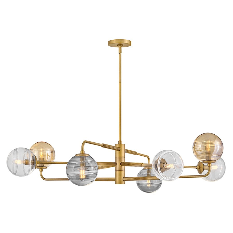 Fredrick Ramond Oberon 8Lt Chandelier, Brass/Multi-Colored Swirl - FR30508HBR