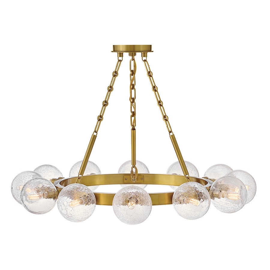 Fredrick Ramond Coco 12 Light Chandelier, Lacquered Brass/Crackle - FR30524LCB