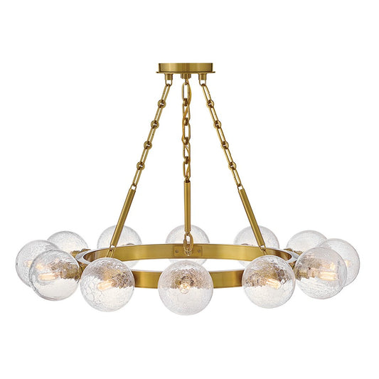 Fredrick Ramond Coco 12 Light Chandelier, Lacquered Brass/Crackle - FR30524LCB