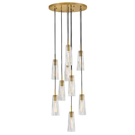 Fredrick Ramond Cosette 9Lt Pendant, Brass/Clear Crystal - FR31104HBR-CL