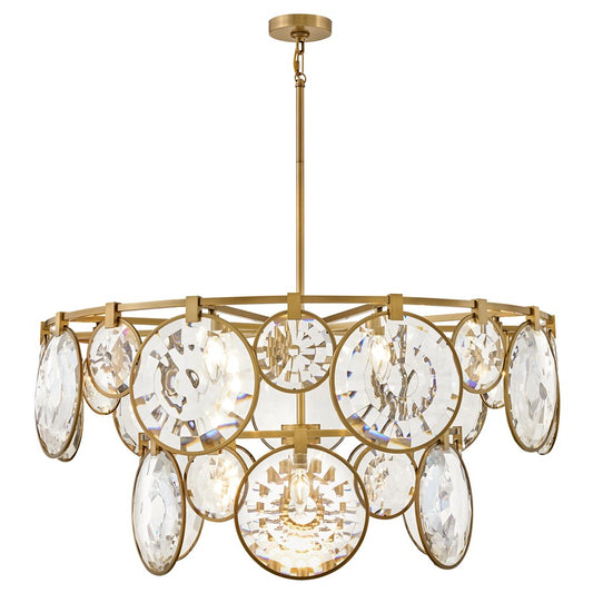 Fredrick Ramond Nala 15Lt Chandelier, Heritage Brass/Optic Crystal - FR31268HBR