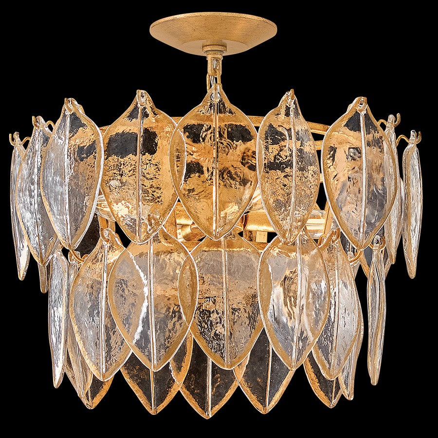 Fredrick Ramond Amira 4Lt 19" Semi Flush, Brass/Clear Pressed