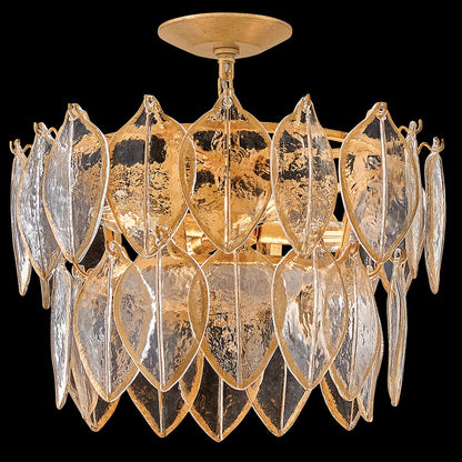 Fredrick Ramond Amira 4Lt 19" Semi Flush, Brass/Clear Pressed