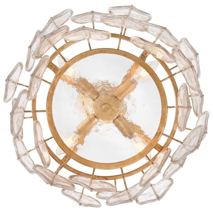 Fredrick Ramond Amira 4Lt 19" Semi Flush, Brass/Clear Pressed