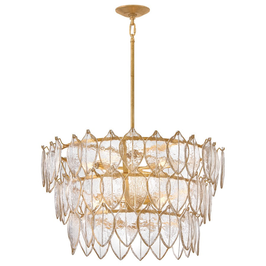 Fredrick Ramond Amira 8Lt 30" Chandelier, Brass/Clear Pressed