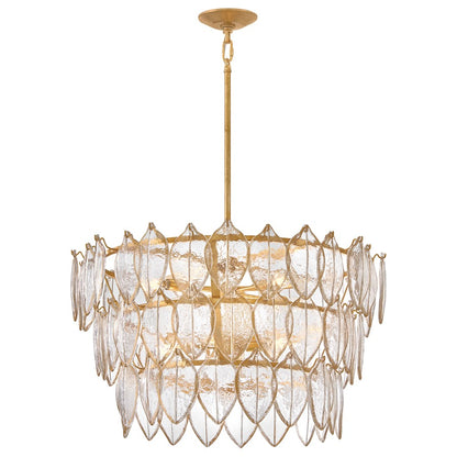 Fredrick Ramond Amira 8Lt 30" Chandelier, Brass/Clear Pressed