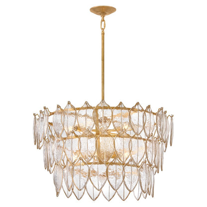 Fredrick Ramond Amira 8Lt 30" Chandelier, Brass/Clear Pressed