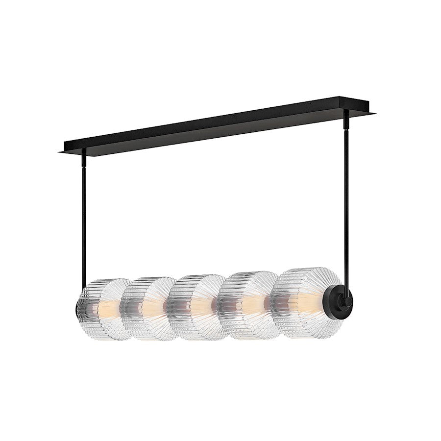 Fredrick Ramond Reign Medium 5 Light LED Linear Chandelier, Black - FR41465BK