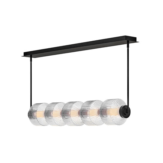Fredrick Ramond Reign Medium 5 Light LED Linear Chandelier, Black - FR41465BK