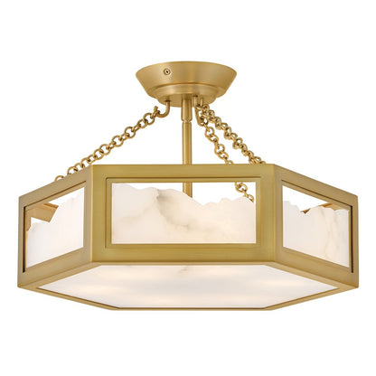 Fredrick Ramond Veleta 6Lt 17" Semi Flush Mount, Brass/Alabaster - FR41533LCB