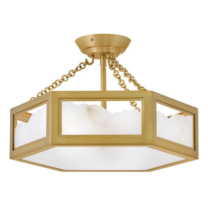 Fredrick Ramond Veleta 6Lt 17" Semi Flush Mount, Brass/Alabaster