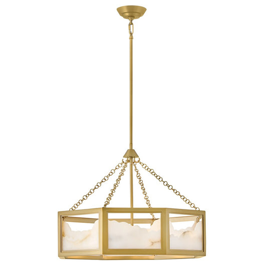 Fredrick Ramond Veleta 8Lt 26" Drum Chandelier, Brass/Alabaster - FR41534LCB