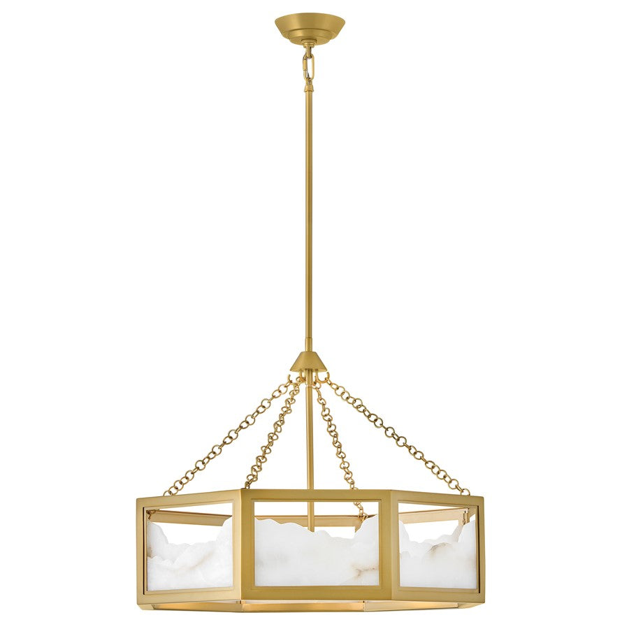 Fredrick Ramond Veleta 8Lt 26" Drum Chandelier, Brass/Alabaster