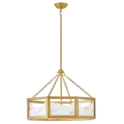 Fredrick Ramond Veleta 8Lt 26" Drum Chandelier, Brass/Alabaster