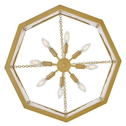 Fredrick Ramond Veleta 8Lt 26" Drum Chandelier, Brass/Alabaster
