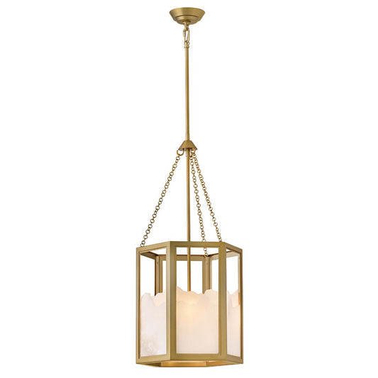 Fredrick Ramond Veleta 3 Light Pendant, Lacquered Brass/Alabaster - FR41537LCB