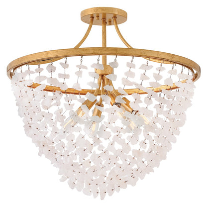 Fredrick Ramond Myra 6Lt 24" Semi-Flush Mount, Brass/Rock Crystal - FR41591DA