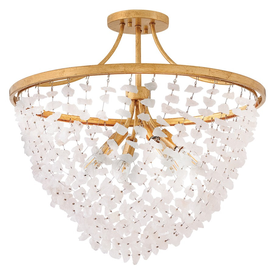 Fredrick Ramond Myra 6Lt 24" Semi-Flush Mount, Brass/Rock Crystal