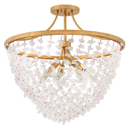 Fredrick Ramond Myra 6Lt 24" Semi-Flush Mount, Brass/Rock Crystal