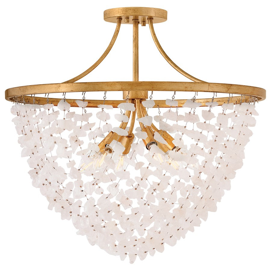 Fredrick Ramond Myra 6Lt 24" Semi-Flush Mount, Brass/Rock Crystal