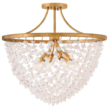 Fredrick Ramond Myra 6Lt 24" Semi-Flush Mount, Brass/Rock Crystal