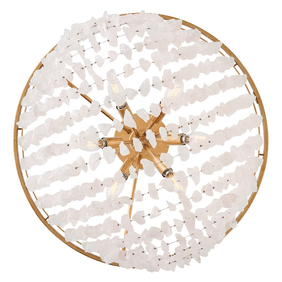 Fredrick Ramond Myra 6Lt 24" Semi-Flush Mount, Brass/Rock Crystal