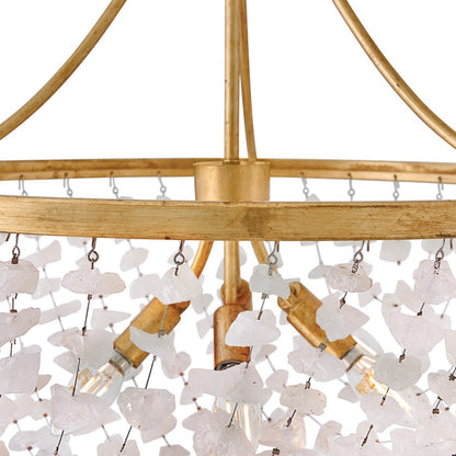 Fredrick Ramond Myra 6Lt 24" Chandelier, Brass/Rock Crystal