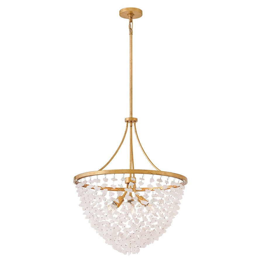 Fredrick Ramond Myra 6Lt 24" Chandelier, Brass/Rock Crystal
