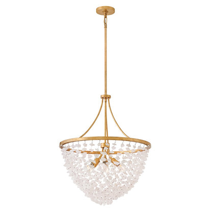 Fredrick Ramond Myra 6Lt 24" Chandelier, Brass/Rock Crystal