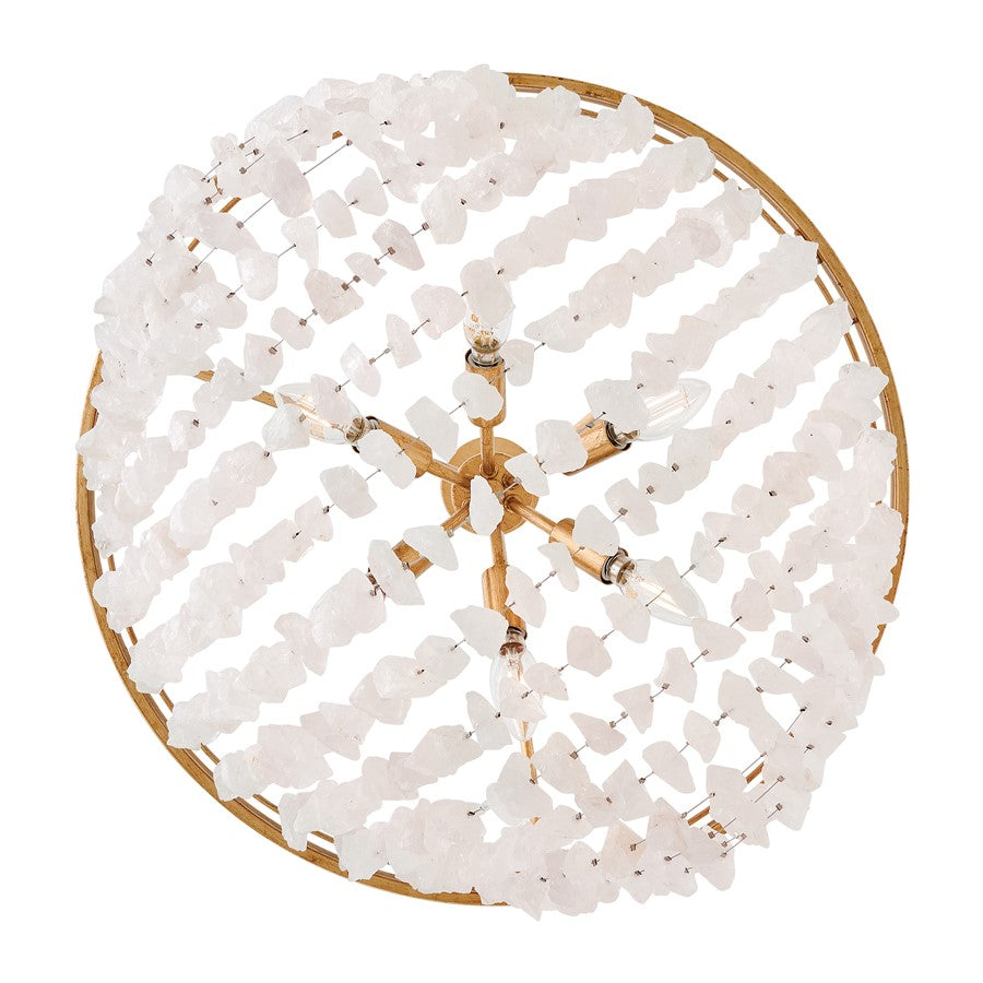 Fredrick Ramond Myra 6Lt 24" Chandelier, Brass/Rock Crystal