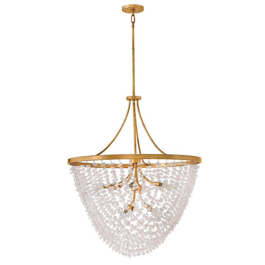 Fredrick Ramond Myra 9Lt 35" Chandelier, Brass/Rock Crystal