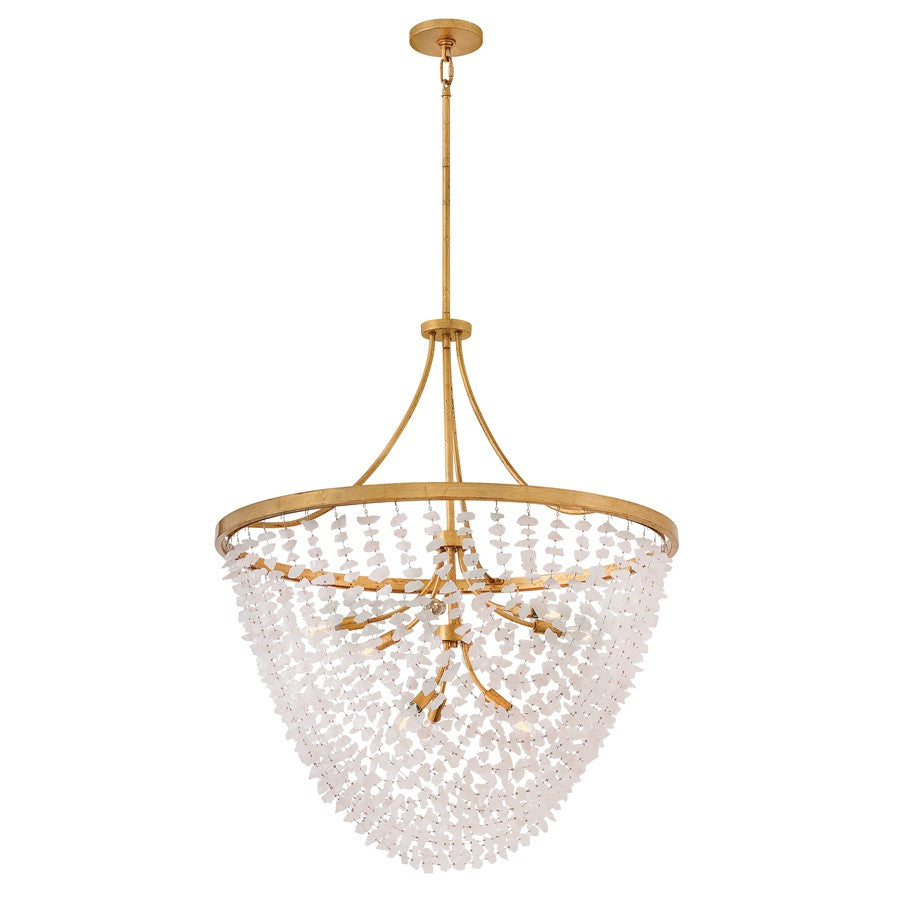 Fredrick Ramond Myra 9Lt 35" Chandelier, Brass/Rock Crystal