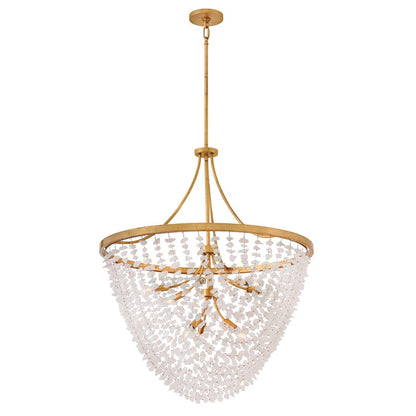 Fredrick Ramond Myra 9Lt 35" Chandelier, Brass/Rock Crystal