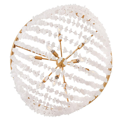 Fredrick Ramond Myra 9Lt 35" Chandelier, Brass/Rock Crystal