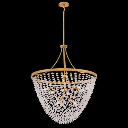 Fredrick Ramond Myra 9Lt 35" Chandelier, Brass/Rock Crystal