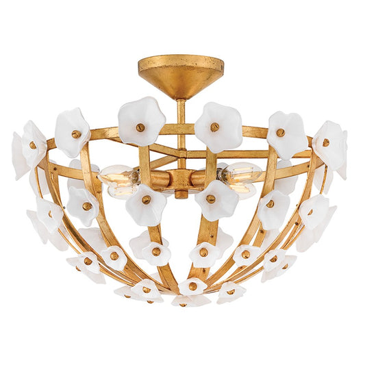 Hinkley Azalea 4Lt Semi-Flush Mount, Brass/Clear White Inside - FR41633DA