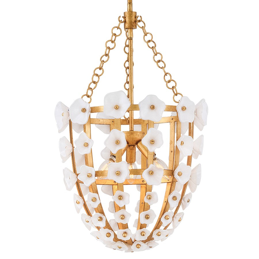 Fredrick Ramond Azalea 3Lt Pendant, Brass/Clear White Inside - FR41637DA
