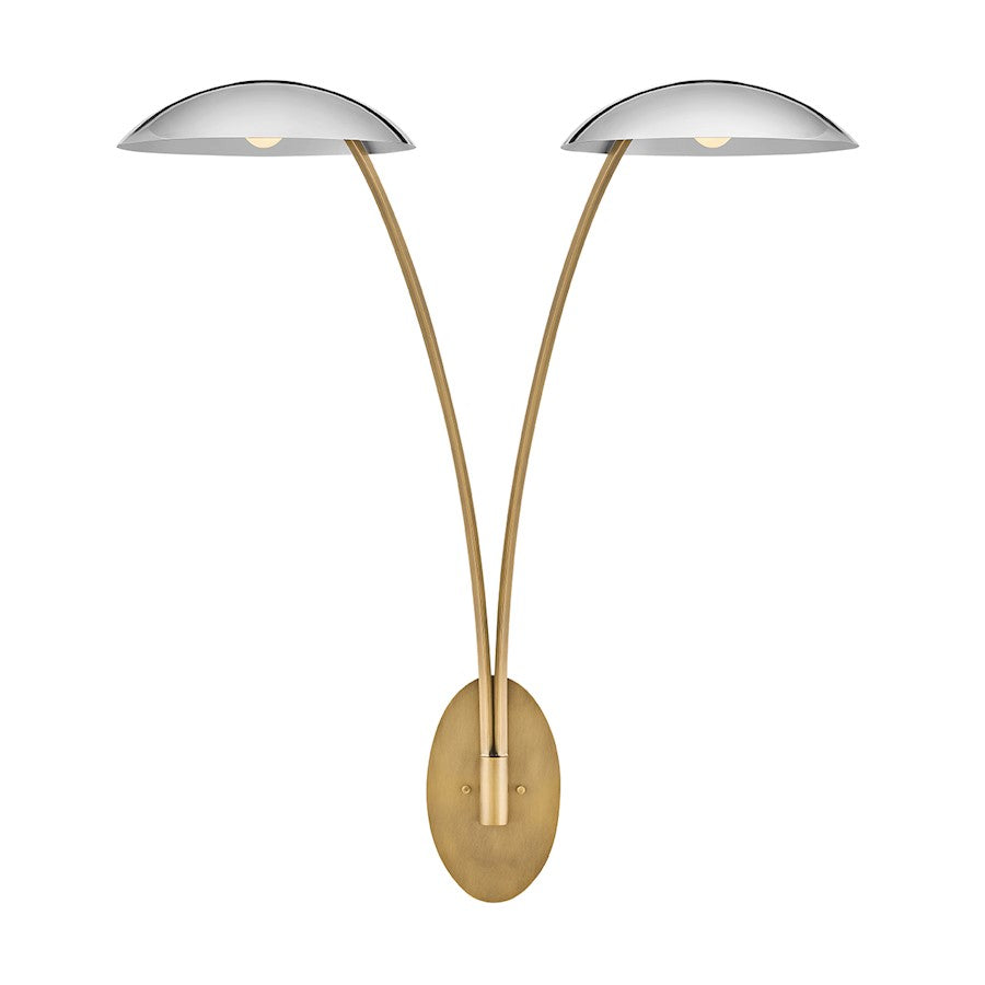 Fredrick Ramond Glenn 2 Light Large Sconce, Heritage Brass/Chrome - FR41642HB-CM