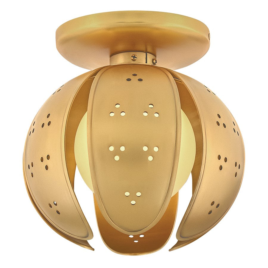 Fredrick Ramond Anthos 1Lt Semi-Flush Mount, Brass/Etched Opal - FR46962UB-LL