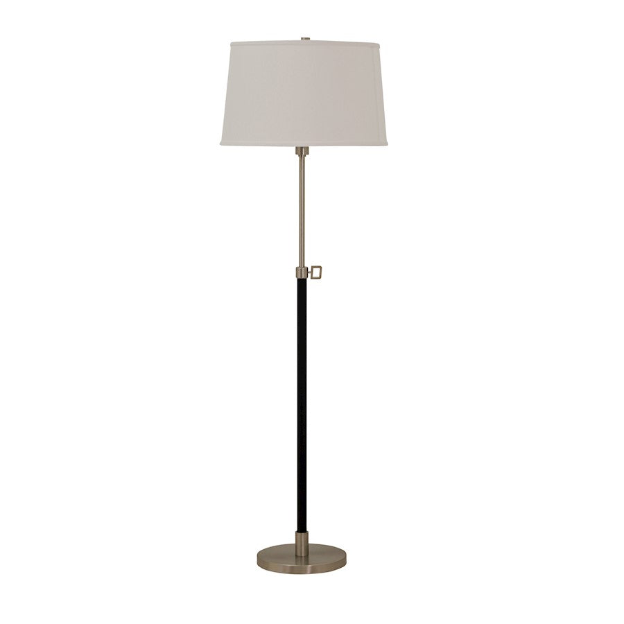 House of Troy Hardwick Adj Floor Lamp, Satin Nickel w/Black Leather