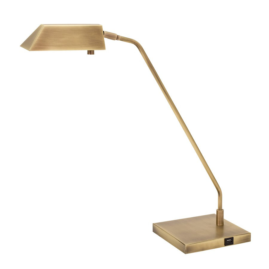 House of Troy Newbury Table Lamp, Antique Brass with USB Port