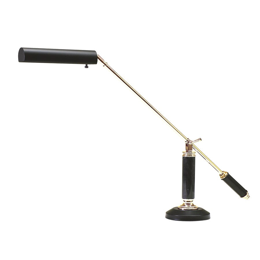 House of Troy Polished Brass and Black Piano Desk Lamp