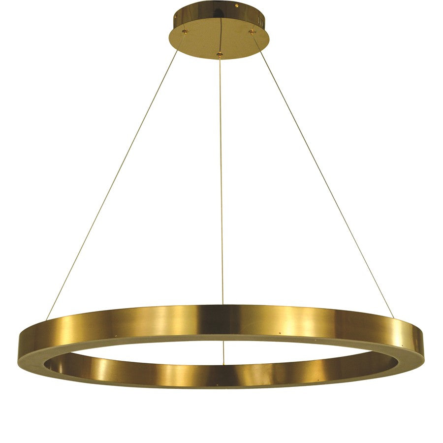 Thumprints Luna 1 Light 32" Dining Chandelier, Brushed Gold