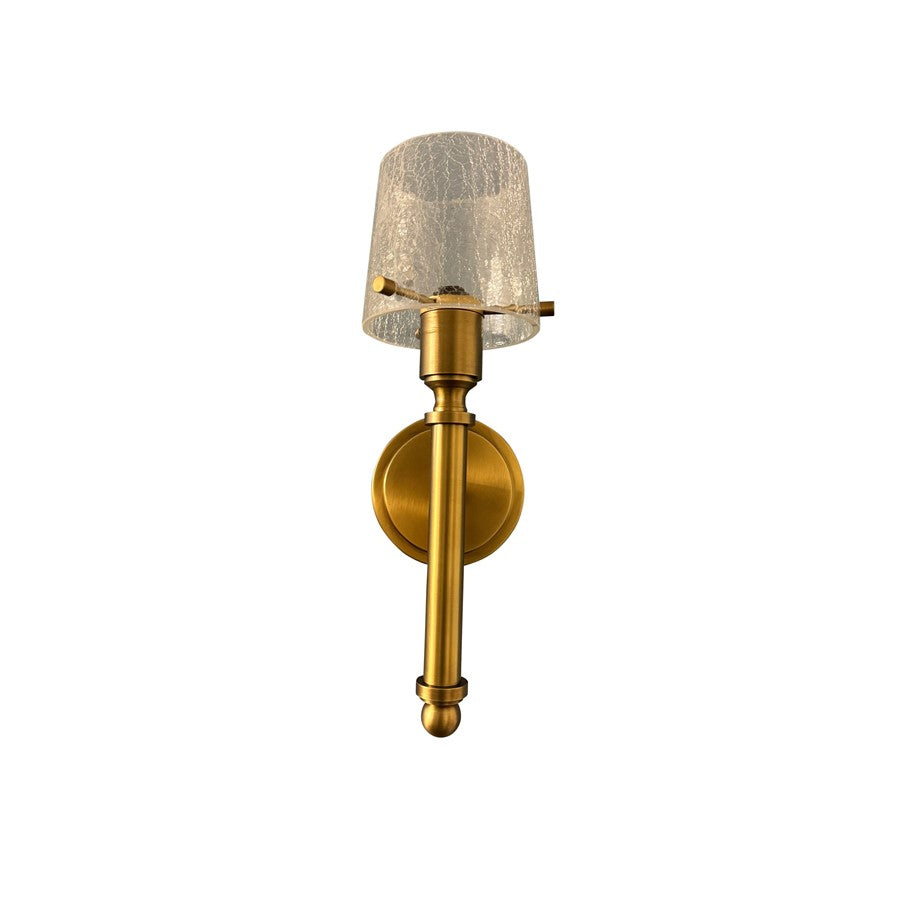 House Of Troy 1Lt Sconce, Brushed Brass/Crackle Glass Shade - WL304-BB