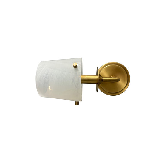 House Of Troy 1Lt Sconce, Brass/Curved Arm/White Swirl Glass - WL305-BB